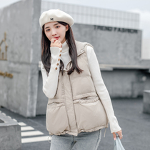 Hooded down vest women short 2021 autumn winter down vest small man Korean version of shoulder horse clip loose coat
