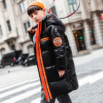 Next win childrens down jacket medium long Korean version of thick Foreign glossy boys and girls white duck down coat tide