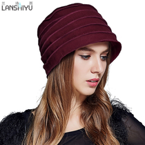 Autumn and winter new fashion hat Womens fashion blended louver pleated fashion hat windproof warm womens hat