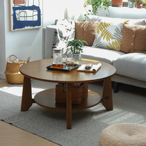 All solid wood coffee table small apartment creative home Nordic log coffee table simple modern round living room tea table