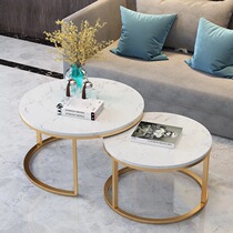 Nordic minimalist golden tea table modern living room small family of iron art marble combined tea table round tea table