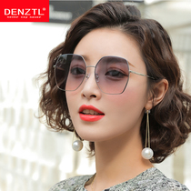New large frame Anti-UV sunglasses female round face Slim Sunglasses Elegant Lady Glasses Mesh Red red lenses