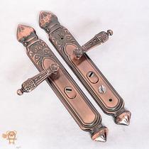 Theft Door Handle Old Lock Red Ancient Copper Gate Handle Inner Lock Entrance Door Lock Thickened Aluminum Alloy Door Handle