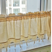 Lee-free punched small curtains cotton American short curtains Chinese short curtains shading study semi-curtains without installing floating window bedroom