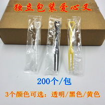 Independent packaging disposable fork plastic fruit stick try to eat small fork love fork fruit platter snack fruit stick