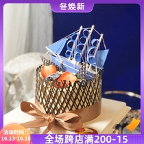 Sailing cake decoration ornaments Blue small sailing large sailing boat smooth cake baking accessories