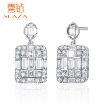 Xia diamond earrings female group inlaid T-Square 18K gold-bearing Diamond atmospheric fashion earrings new products recommended gifts