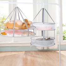 Sweater drying clothes net rack basket washing socks underwear drying artifact household tiled double-layer net pocket