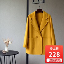Broken size wool woolen coat women double-sided zero cashmere loose suit large size Joker short high-end cocoon coat