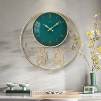 Nordic Deer Head Hanging Clock Living Room Home Fashion Metal Clock Modern Light Lavish Minimalist Around Wall Creative Quartz Clock Watch