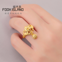 Fulai Island pure gold 999 ancient gold 3d hard gold Fu word pure gold ladies fashion new plain gold gold ring