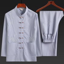 Spring and Autumn Middle and Senior Tang Fashion Father Clothing Clothing Grandpa Pure Cotton Shirt