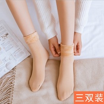 Socks womens autumn and winter light legs thickened velvet meat color winter moon plush warm cotton socks artifact tube snow socks