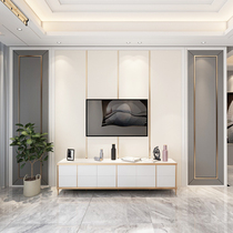 Modern minimalist TV hard bag background wall light luxury simple European living room film background wall metal strip bedroom soft bag