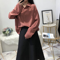Autumn new large size slim womens belly covering shirt 200kg fat sister loose chiffon shirt blouse
