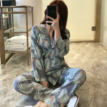 Japanese pajamas spring and autumn pure cotton long sleeves and clothing students fresh and cute pack Han version of thin winter home clothing