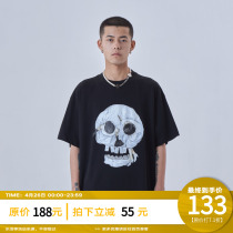 PCLP ROUND COLLAR PRINTED SHORT SLEEVE T-SHIRT MALE PURE COTTON SUMMER NATIONAL TIDE CARD HARBOR WIND EASY SEMI-CUT SLEEVES