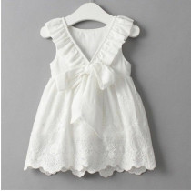 Fashion White temperament back V Butterfly Girl dress 2021 summer dress new baby vest skirt 0032