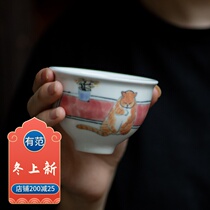 Cat fat home run Master Cup individual cup hand-painted tea cup tea cup tea cup tea cup cat ceramic single cup large cup tea cup