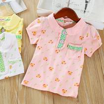 Childrens summer new T-shirt girls short sleeve T-shirt middle-size child cotton Korean half-sleeve girl fashion shirt Joker