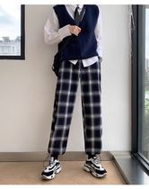 Add velvet lattice pants drawstring cotton non-Pilling