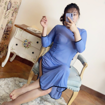 Sex underwear Cheongsam classical split long Chinese style perspective sexy free large size fat mm real shot