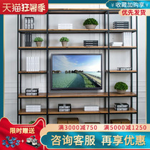 Custom custom TV background wall hanging wall wall partition vintage wrought iron TV cabinet loft shelf decorative rack