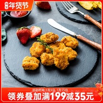 Natural rock disc creative minimalist black sushi plate pizza pastry baking plate plate plate cutlery steak plate