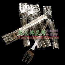 New thickened disposable fork dessert spoon Cake fork Fruit fork Dessert fork three tooth fork 100