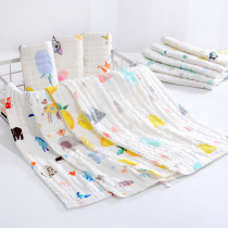 Pure cotton 4 long square towel strip small wool childrens towel Baby children absorbent face-shaped layer super soft baby 6 gauze towel