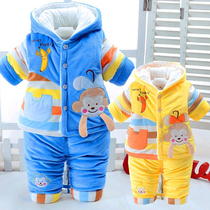 Boys baby 0-1-2 years old autumn and winter thickening 3-6-9 months female baby cotton-padded jacket outing clothes baby winter clothes