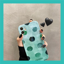 Apply Apple 11 mobile phone shell camera full package wave point iPhone12promax green silicone anti-fall soft shell