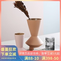 Modern simple Morandi color ceramic vase Light luxury ornaments Living room flower arrangement Dried flower vase INS Nordic