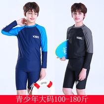 Boy Swimsuit Long Sleeve Teenagers Big Boy Junior High School Junior High School Junior High Speed Dry Professional Gats Up Spa Suit