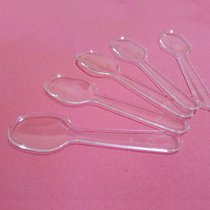 Disposable plastic transparent small spoon Ice cream spoon Jelly ice cream spoon Cake spoon Small ice spoon 100 pieces