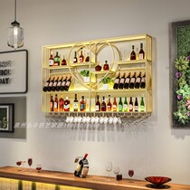 Industrial wind wall-mounted luminous wine rack Household wall shelf Creative heart-shaped restaurant hanging wall-mounted wine cabinet red wine rack