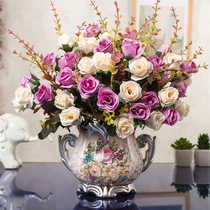 Flower pot room Bedroom Cafe dresser Fake flower decoration Indoor round table decoration Red simple decoration home