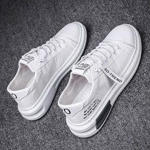 Tide brand 2021 summer new mens shoes versatile breathable leather white shoes mens Korean version handsome casual sneakers tide