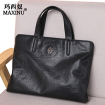 Masinu briefcase mens Hand bag leather bag shoulder mens bag business leisure computer bag crossbody backpack