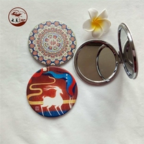 Dunhuang mural nine-color deer makeup mirror double-sided portable small mirror Portable beauty mirror Tourist souvenir small round mirror
