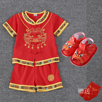 China Wind Male Babys Birthday Dress Baby Hanfu Boy Summer Thin and Tang Dress A Year Old Kid Grabbing Zhou Clothes