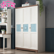 American solid wood childrens wardrobe simple wardrobe wooden wardrobe bedroom two door three door locker large capacity wardrobe
