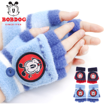 Babu bean childrens gloves winter plus velvet warm boys and girls half-finger boy baby children winter thickening