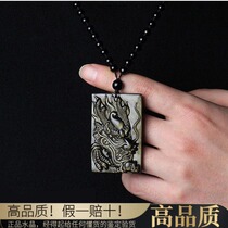 Golden Obsidian Dragon Pendant Black Dragon Mens Pendant Gift Pendant Bsidian Necklace Pendant Obsidian