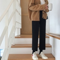 Fall feeling wide leg pants womens high waist small straight tube nine points eight points suit pants students 150cm loose Korean spring 8