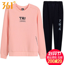 361 Degree Womens sports suit sweater Autumn New 361 round neck pullover casual sweater knitted trousers running