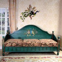 American solid wood sofa Small apartment Solid wood sofa Living room sofa Detachable and washable fabric sofa combination winter and summer dual-use