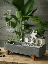 Home furnishings decoration waterscape running water living room Zhaocai new fish tank Chinese desktop Jiangnan humidifier small office