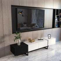 Modern minimalist small apartment black and white marble TV cabinet combination Nordic luxury living room creative furniture locker