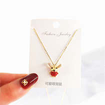 New zodiac rat necklace female Net red choker this year Red Diamond mouse pendant transport Christmas gift